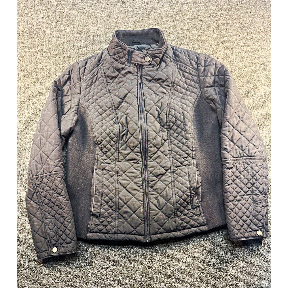 Weatherproof Women's Black Quilted Full Zip Jacket Stand-Up Collar Size L